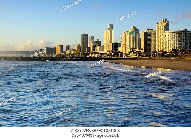 Hotels and apartments along the Durban beach front, known as the Golden Mile  Durban, KwaZulu Natal, South Africa