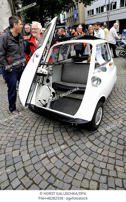 A BMW Isetta landaulet during ""Drive it Day"" in Cologne,  Germany, 27 April 2014. Classic car owners can drive and show off their cars in the center of...