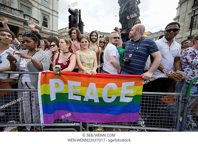 London Pride 2015, celebrating the diversity of the LGBT community Featuring: Atmosphere Where: London, United Kingdom When: 27 Jun 2015 Credit: Seb/WENN