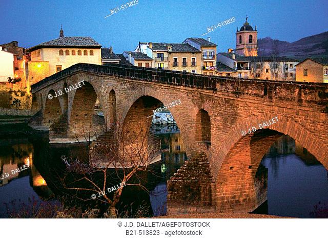Medieval bridge, Puente la Reina. Road to Santiago, Navarre, Spain