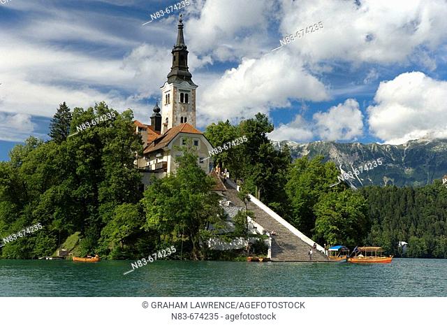 Church of the Assumption, Bled Island, Lake Bled, Slovenia, Balkans, Europe