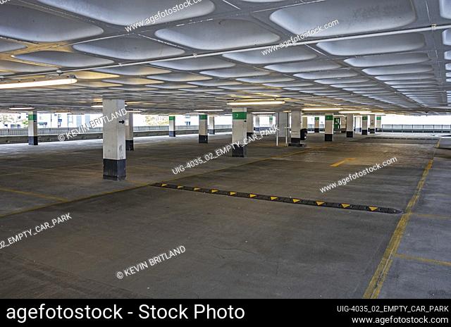 Empty multistorey, parking garage, due to coronavirus, covid 19, pandemic, in truro, cornwall, england, britain, uk