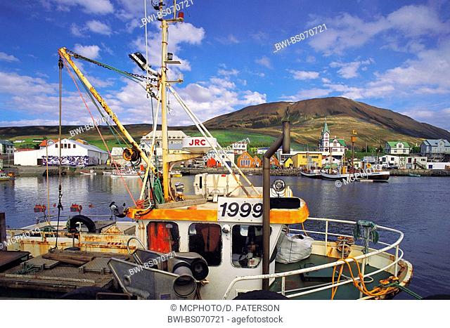 fishing boats in harbour, Iceland, Husavik