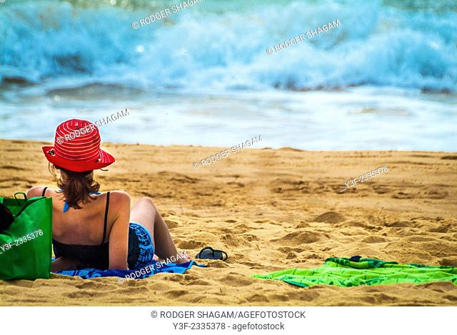 Relaxing at the beach, facing the waves. Brisbane, Australia