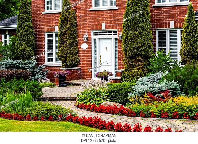 Red brick house landscaping pictures