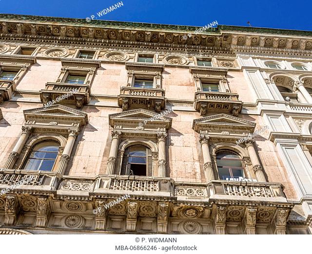 Facade of the Galleria Vittorio Emanuele II, cathedral square, Piazza del Duomo, Milan, Italy, Europe
