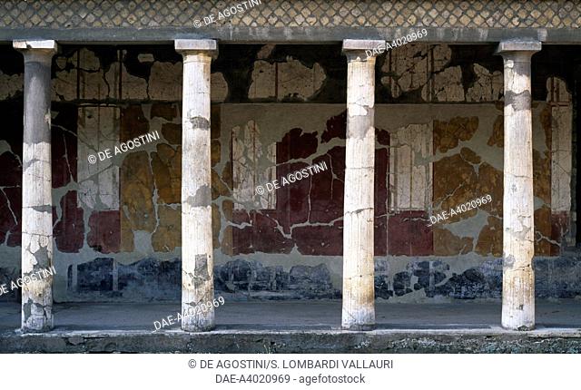 Colonnade of the north facing portico, Villa Poppaea, archaeological area of ??Oplonti, Torre Annunziata (Unesco World Heritage List, 1997), Campania, Italy