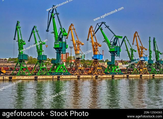 Bank Of Cranes In The Harbour Klaipeda, Lithuania