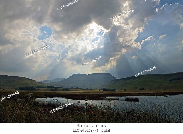 Storm over mountains in Sani Valley, Drakensberg, KwaZulu Natal Province, South Africa