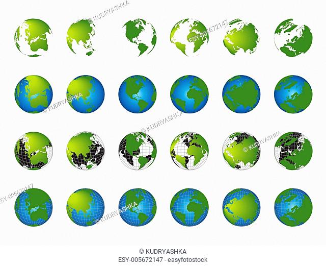 World map, 3D globe series