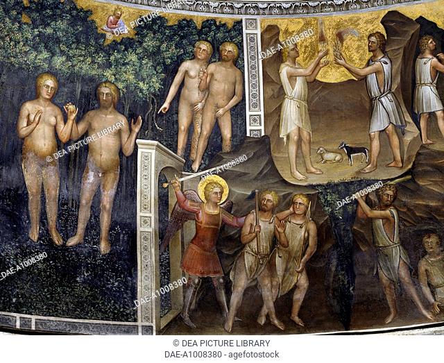 Original Sin, Expulsion of Adam and Eve from Paradise, Sacrifice of Cain and Abel and Cain slaying Abel, scenes from Stories of Genesis, 1375-1378
