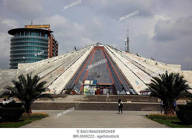 Pyramid, built as a mausoleum for Enver Hoxha, now a cultural centre and conference venue, Tirana, Albania
