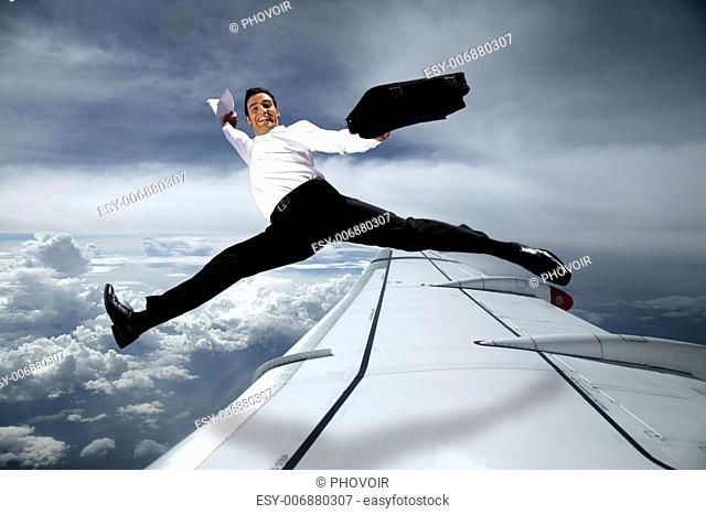 businessman in the sky