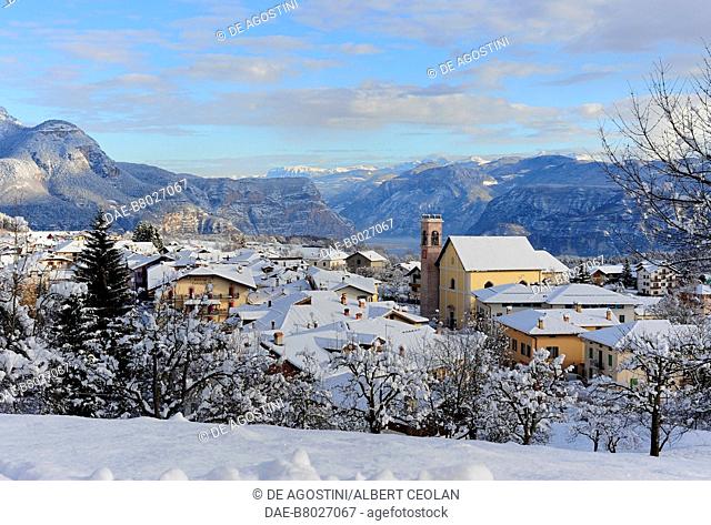 View of Fai della Paganella, snowy landscape, Trentino-Alto Adige, Italy