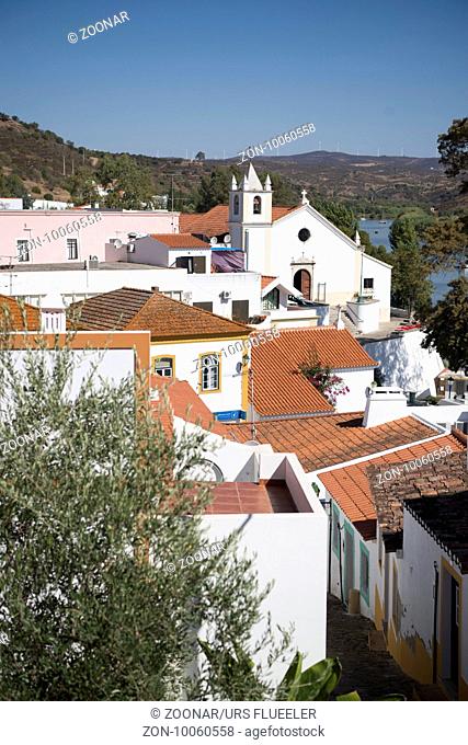 the town Alcoutim in Portugal at the river Rio Guadiana on the Border of portugal and Spain at the east Algarve in the south of Portugal in Europe