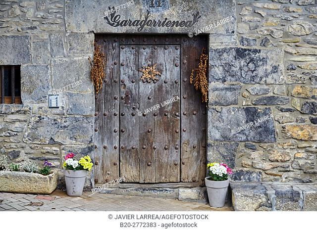 Entrance door, Aya, Gipuzkoa province, Basque Country, Spain, Europe
