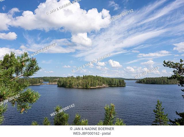 Finland, Southern Savonia, Mikkeli, lake Saimaa with island