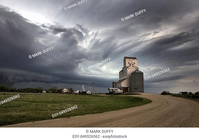 Prairie Storm Clouds Canada Saskatchewan Grain Elevator
