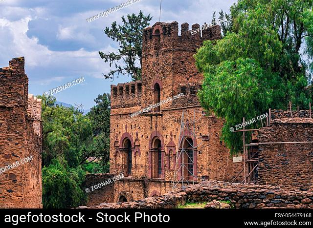 Fasil Ghebbi, Royal fortress-city within Gondar, Ethiopia. Founded by Emperor Fasilides. Imperial palace castle complex is called Camelot of Africa