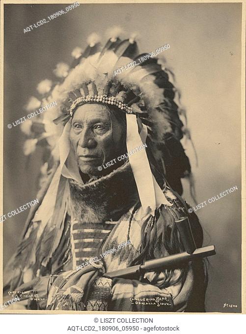 Conquering Bear, Ogalalla Sioux; Adolph F. Muhr (American, died 1913), Frank A. Rinehart (American, 1861 - 1928); 1899; Platinum print; 23.3 x 18