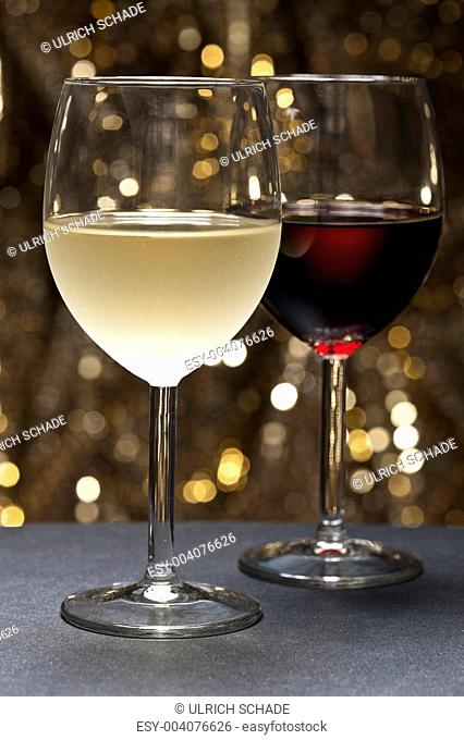 White, Red Wine in front of beautiful background