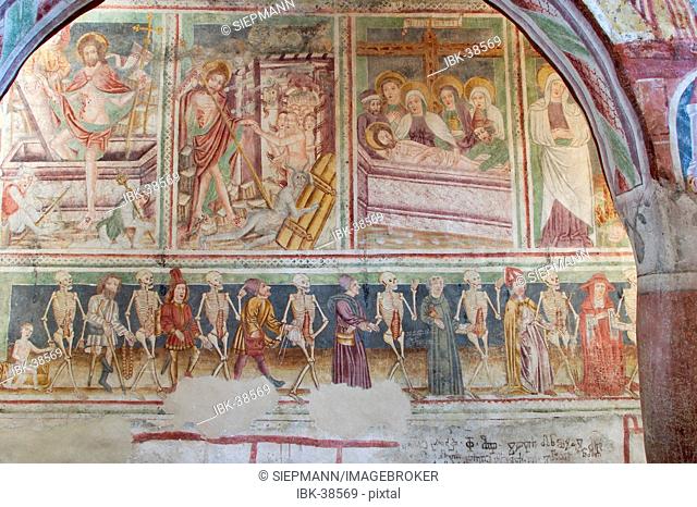 Danse macabre - Frescos in the church Sv. Trojica ( Hl. Trinity ) in Hrastovlje - painted 1490 by Johannes von Kastav - Slovenia