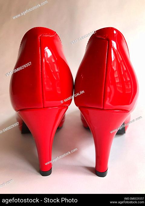 Red high-heeled shoes