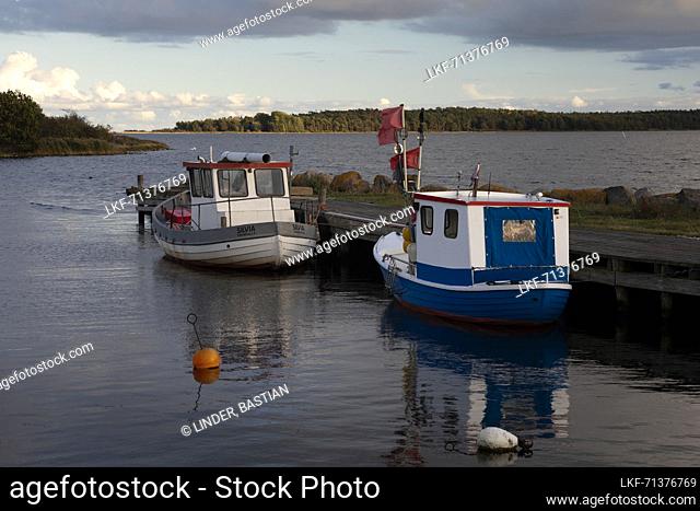 Fishing boats in the harbor in the north of the island of Öland in the east of Sweden