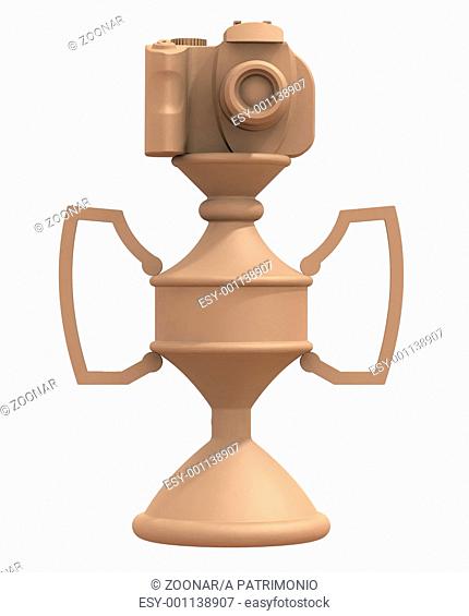DSLR camera trophy or cup isolated on white