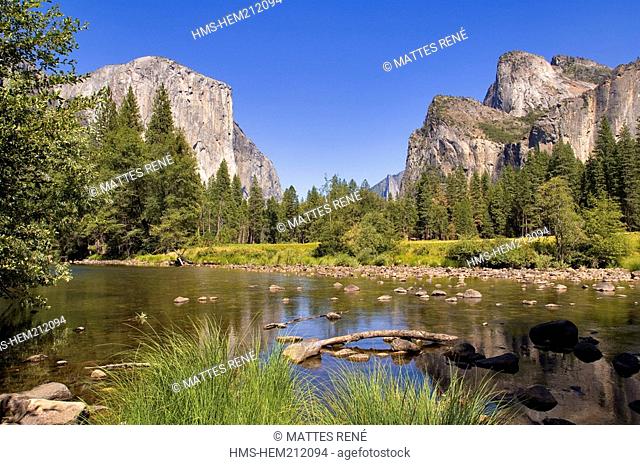 United States, California, Yosemite National Park listed as World Heritage by UNESCO, El Capitan and Merced River