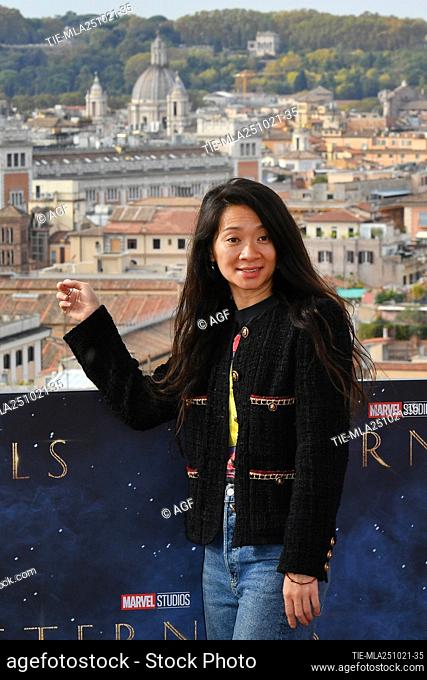 Chloe' Zhao attends the photocall of the movie ""Eternals"", October 25, 2021 in Rome, Italy. 25 Oct 2021
