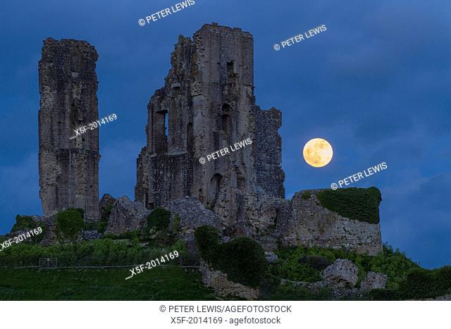 Super Moon over Corfe Castle Dorset