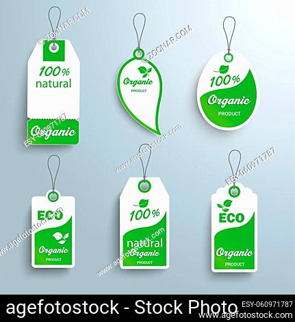 Set of eco price stickers on the gray background. Eps 10 vector file
