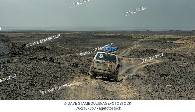 driving from the Erta Ale volcano in the Danakil Depression, Ethiopia, known as the Gateway to Hell