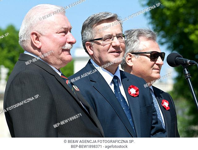 May 1, 2014 Lazienki, Warsaw, Poland. 10th anniversary of Poland`s accession to the European Union. Pictured: Bronislaw Komorowski, Aleksander Kwasniewski