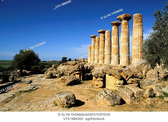 Temple of Herakles Hercules, Valley of the Temples, Agrigento, Sicily, Italy