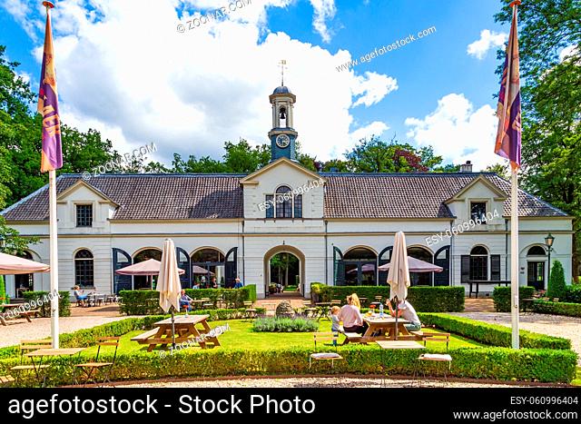Ermelo, Gelderland, Netherlands - July 15, 2020: Castle and estate Staverden. White Manor house and gardens and venue for parties and events