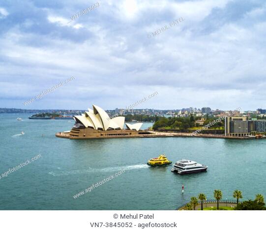 Sydney Harbour with iconic Sydney Opera House in view, Circular Quay, Sydney, New South Wales, Australia