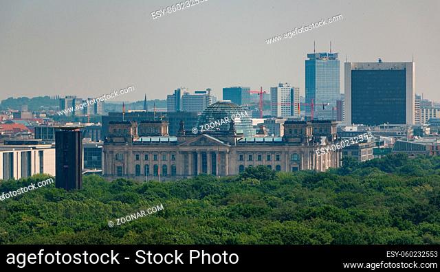 A picture of the Reichstag Building as seen from afar