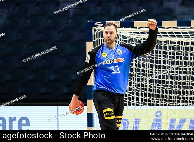 27 January 2023, Sweden, Stockholm: Handball: World Cup, Germany - Egypt, final round, placement rounds 5-8 in the Tele2 Arena