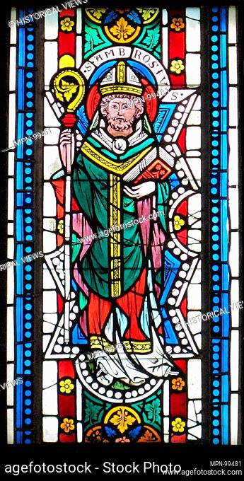 Saint Ambrose. Date: 1340-50; Geography: Made in Carinthia, Austria; Culture: Austrian; Medium: Pot-metal glass, colorless glass