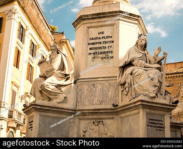 statues of prophets at the base of the Column of the Immaculate Piazza di Spagna Rome