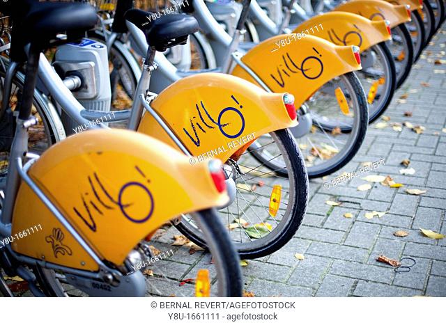 Bikes of Villo, the public rental service of Brussels, Belgium