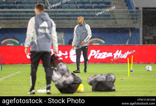 Belgium's assistant coach Thierry Henry pictured during a training session of the Belgian national soccer team the Red Devils, at the Al Yarmouk Club