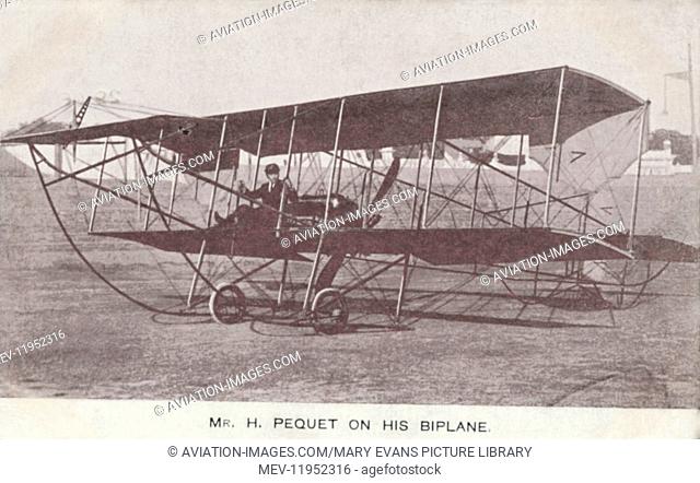 Pilot Henri Pequet Sitting in the Humber-Sommer Biplane Used for the World's First Official Indian Aerial-Post Airmail Service at Allahabad, India