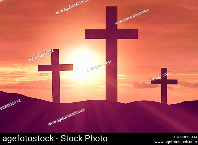 Religious concept with cross against the sky
