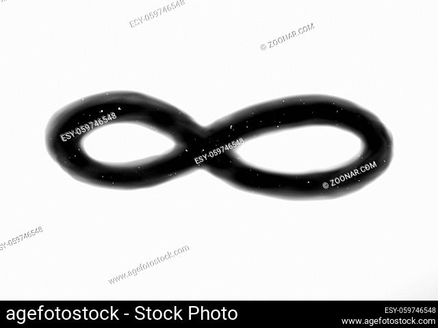 black infinity sign on white with stars 3d render