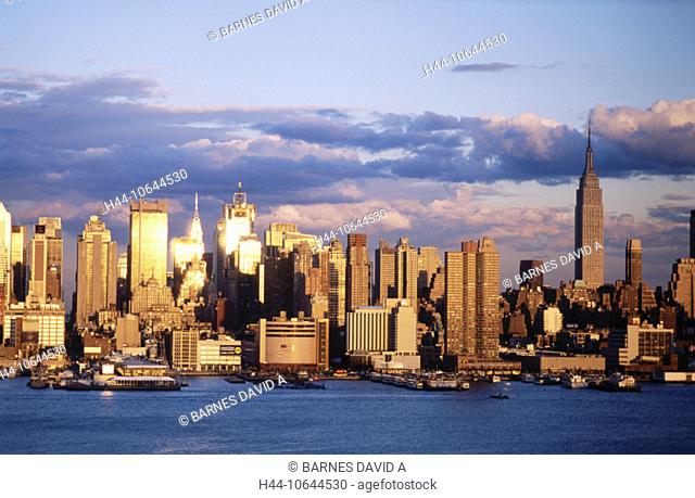 10644530, golden, Hudson River, Midtown Manhattan, New York, skyline, solar reflexes, mood, USA, America, North America