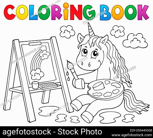 Coloring book painting unicorn theme 2 - picture illustration