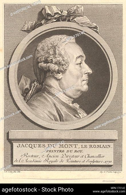 Portrait of Jacques Du Mont, Le Romain. Artist: Augustin de Saint-Aubin (French, Paris 1736-1807 Paris); Artist: After Charles Nicolas Cochin II (French